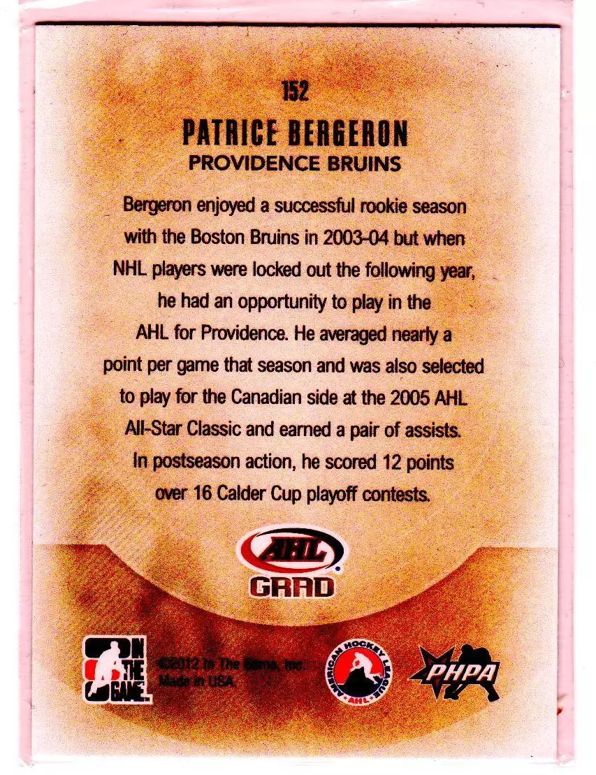 2011-12 ITG Heroes and Prospects #152 Patrice Bergeron AG 1