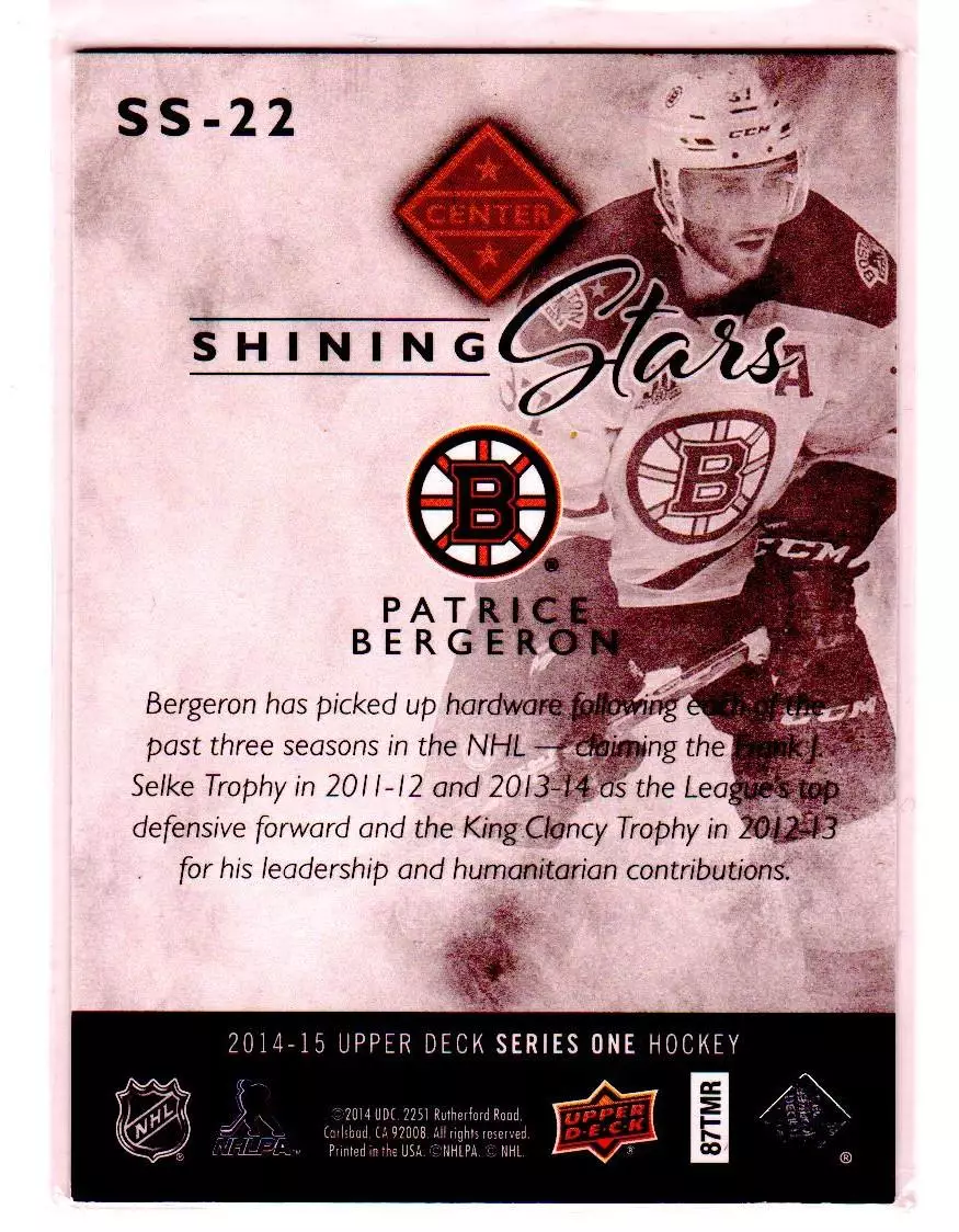 2014-15 Upper Deck Shining Stars Royal Blue #SS22 Patrice Bergeron 1