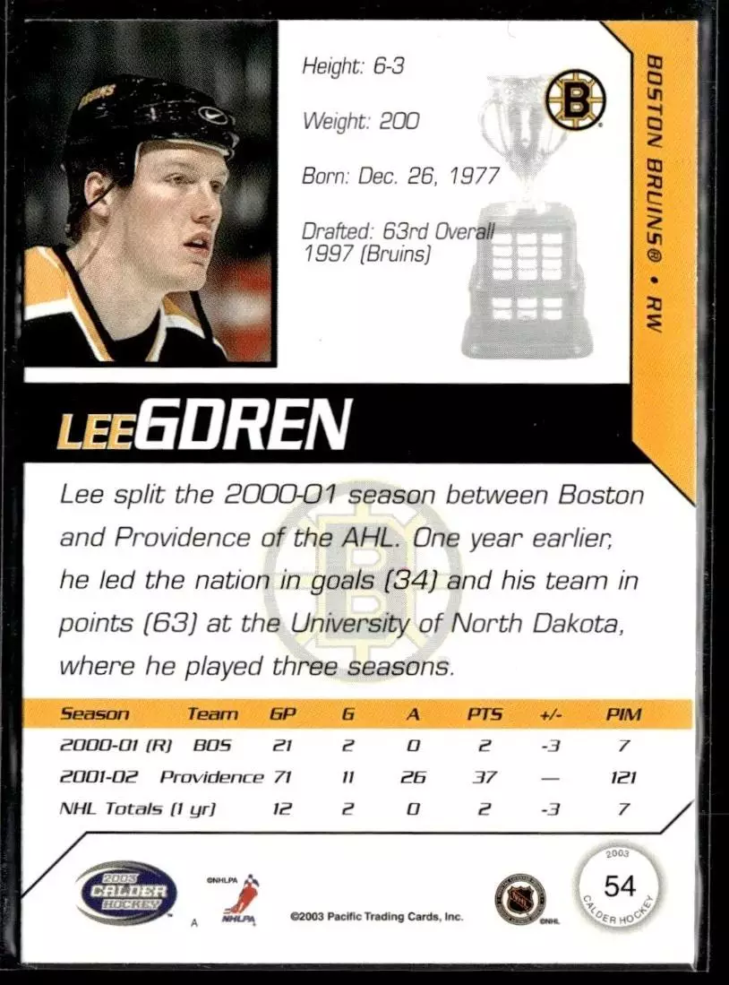 2002-03 Pacific Calder #54 Lee Goren 1