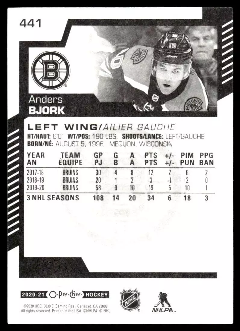 2020-21 O-Pee-Chee #441 Anders Bjork 1