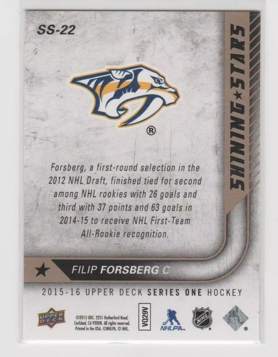 2015-16 Upper Deck Shining Stars #SS22 Filip Forsberg 1