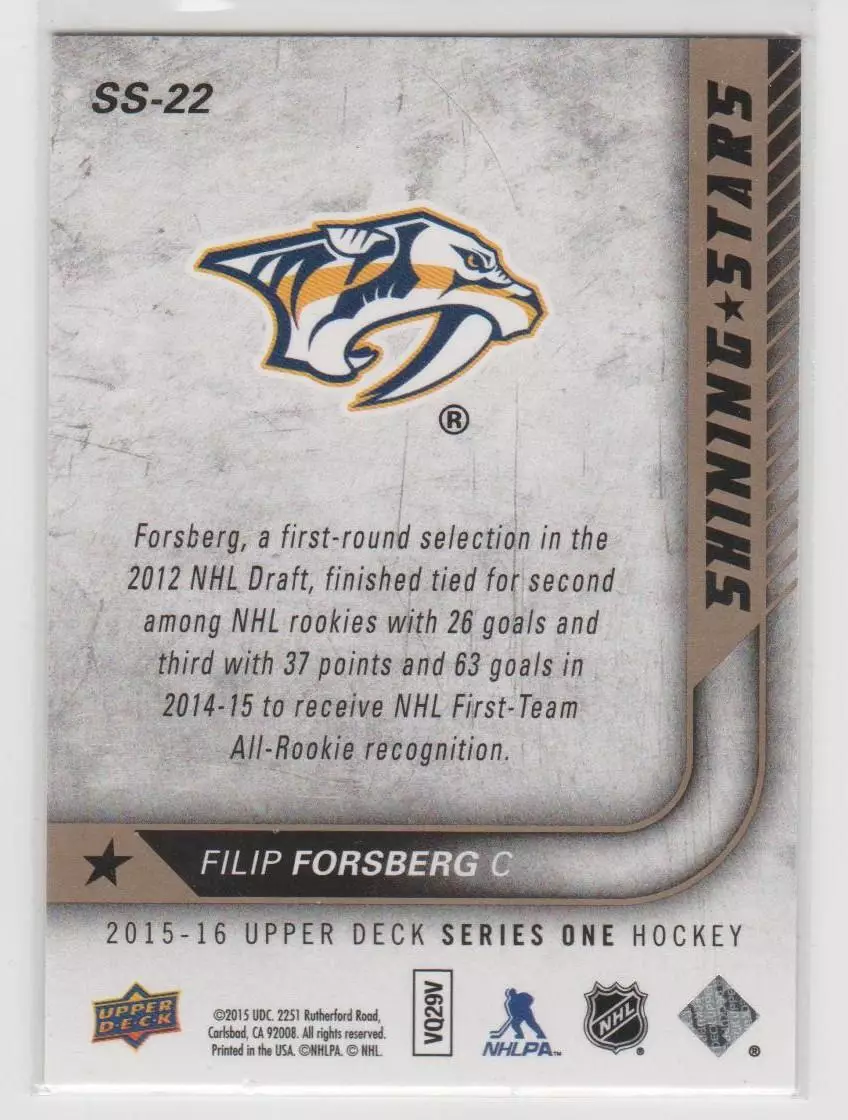 2015-16 Upper Deck Shining Stars Royal Blue #SS22 Filip Forsberg 1