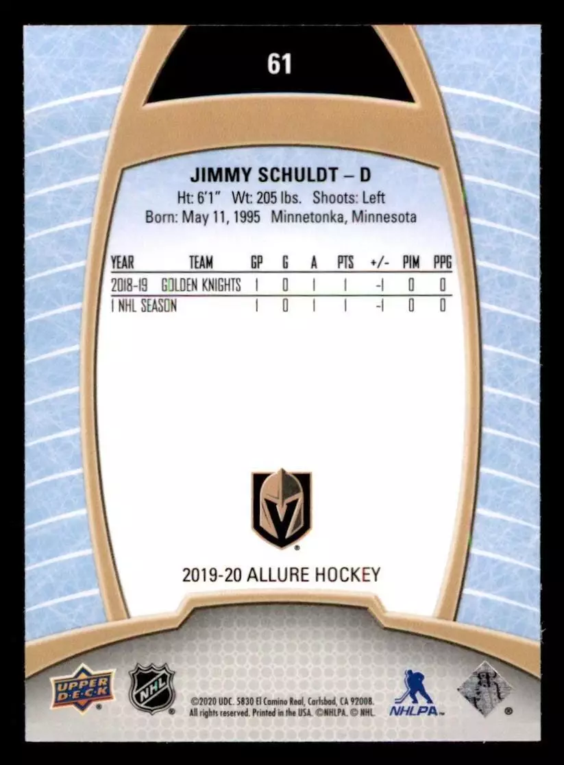 2019-20 Upper Deck Allure #61 Jimmy Schuldt RC 1