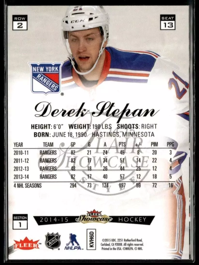 2014-15 Fleer Showcase Flair #13 Derek Stepan R2 1