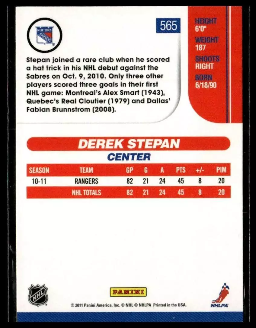 2010-11 Score #565 Derek Stepan 1