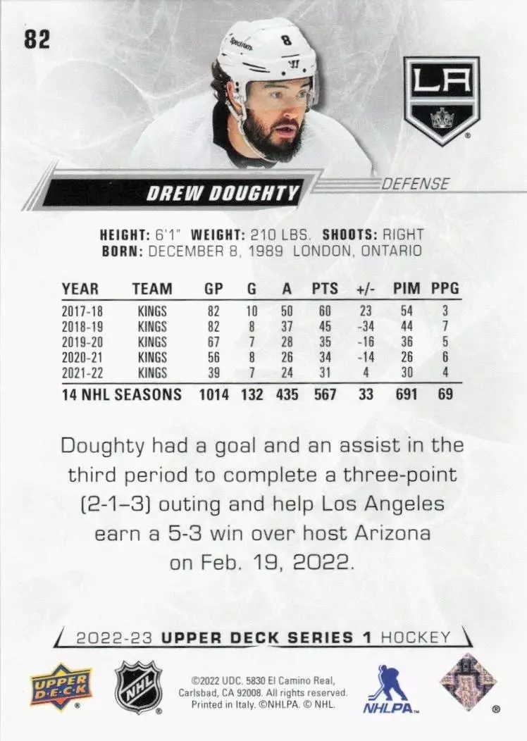 2022-23 Upper Deck #82 Drew Doughty 1