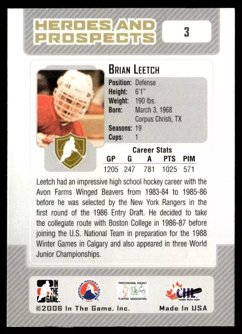2006-07 ITG Heroes and Prospects #3 Brian Leetch 1