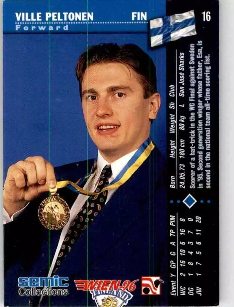 1996 Swedish Semic Wien #16 Ville Peltonen 1