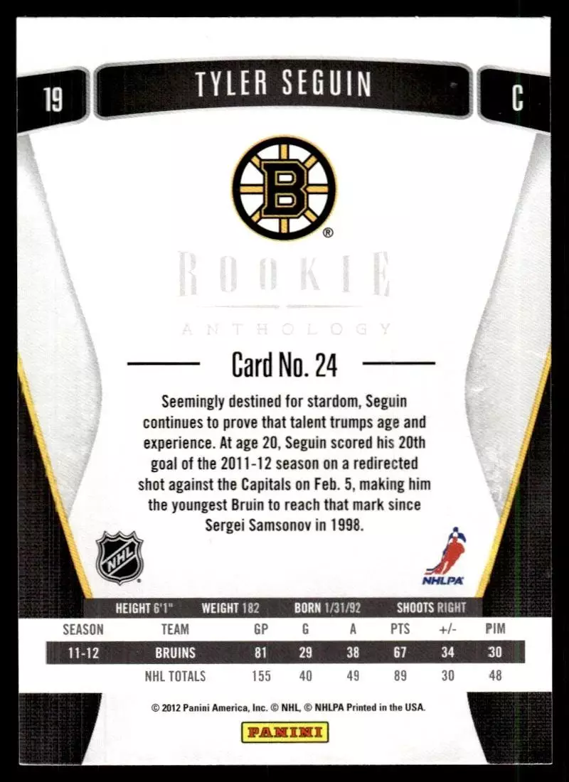 2011-12 Panini Rookie Anthology #24 Tyler Seguin 1