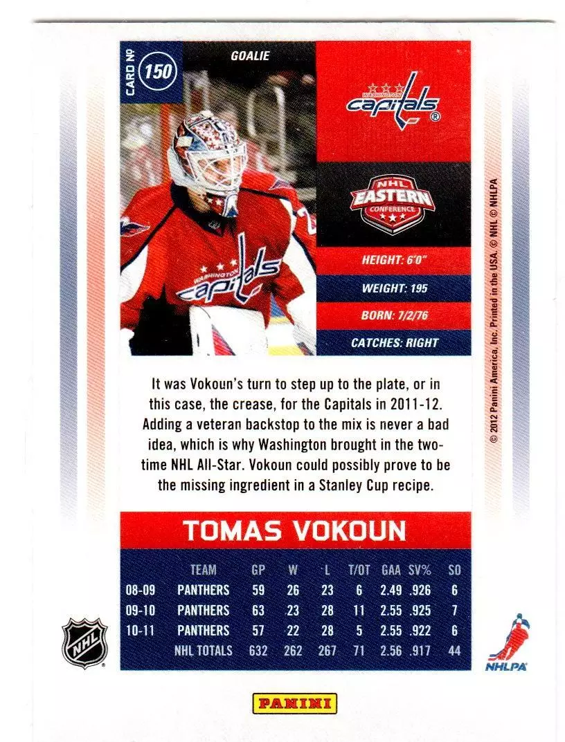 2011-12 Panini Contenders #150 Tomas Vokoun CC 202\999 1