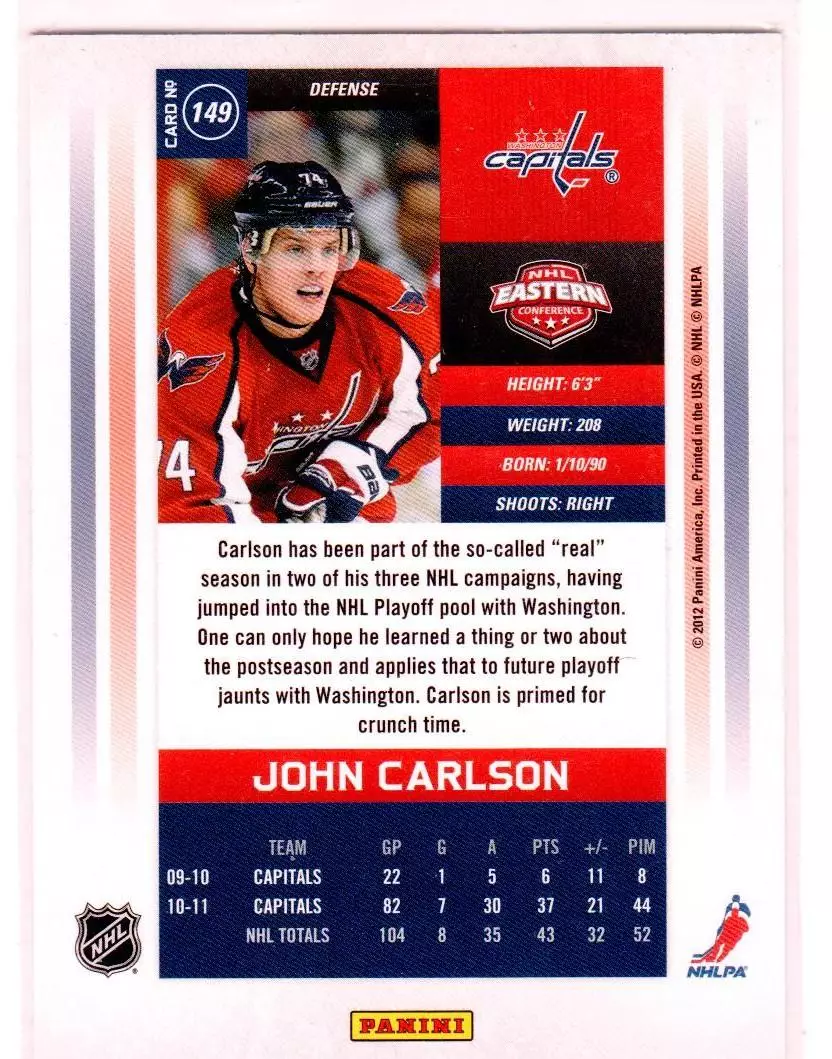 2011-12 Panini Contenders #149 John Carlson CC 290\999 1