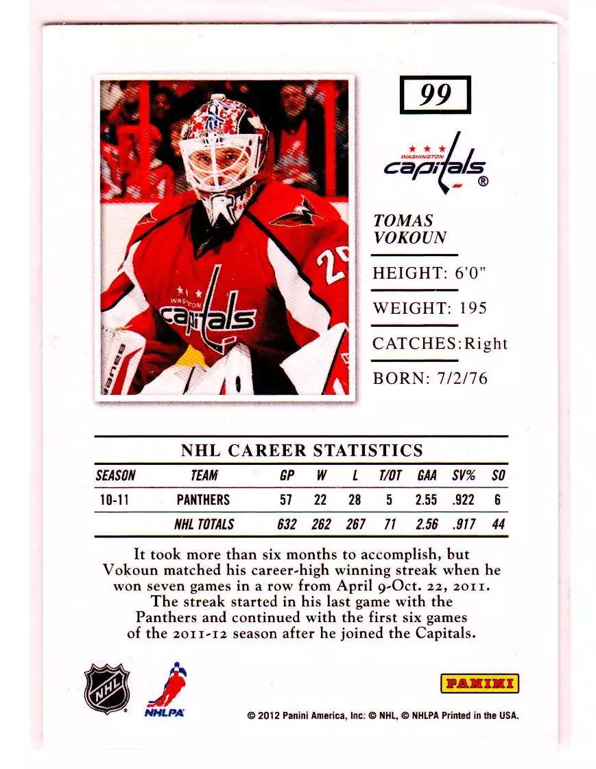 2011-12 Elite #99 Tomas Vokoun 1