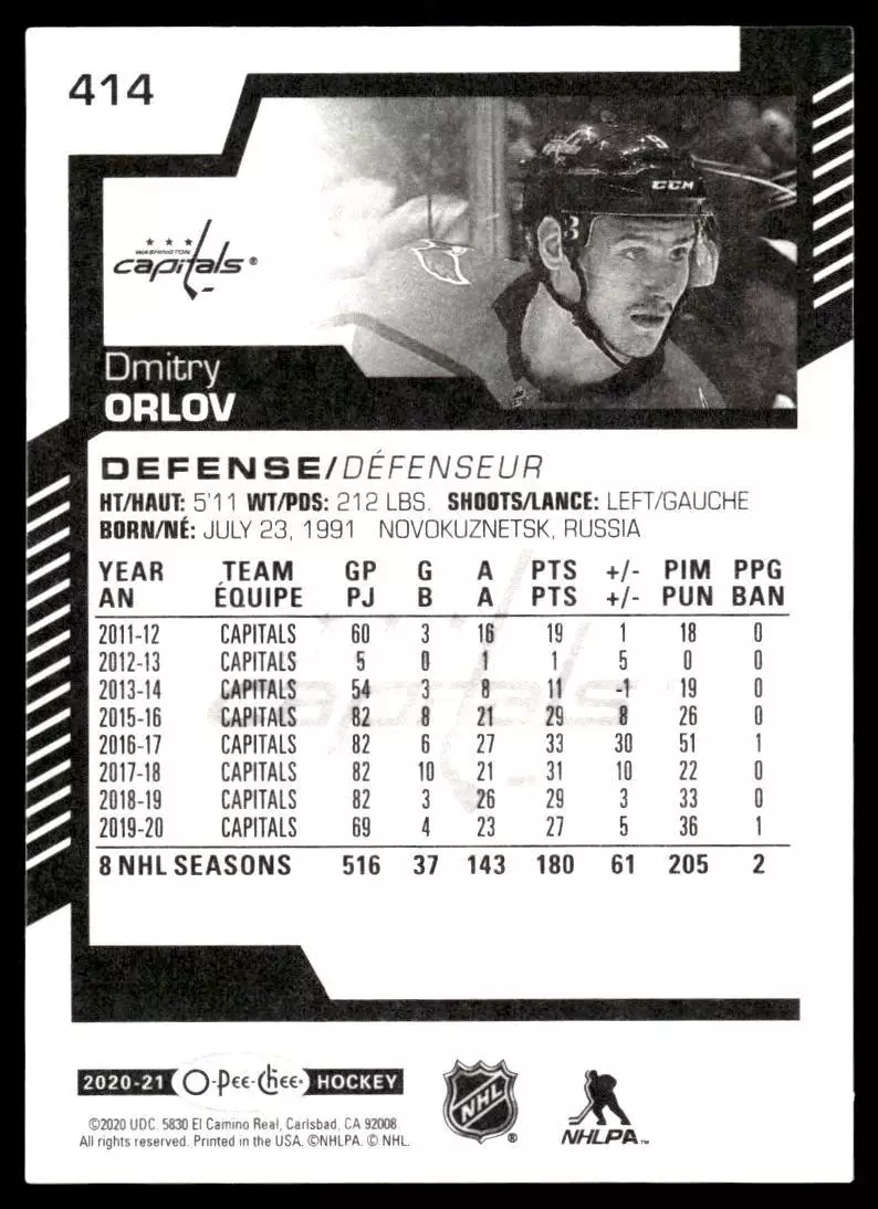 2020-21 O-Pee-Chee #414 Dmitry Orlov 1