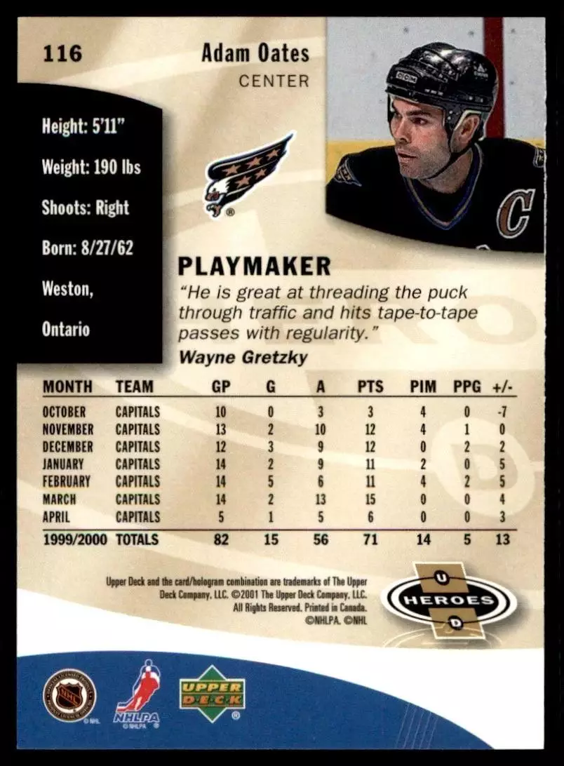 2000-01 Upper Deck Heroes #116 Adam Oates 1