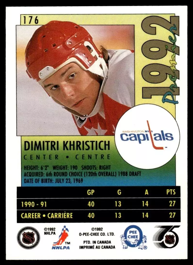 1991-92 Pinnacle French #162 Dimitri Khristich 1