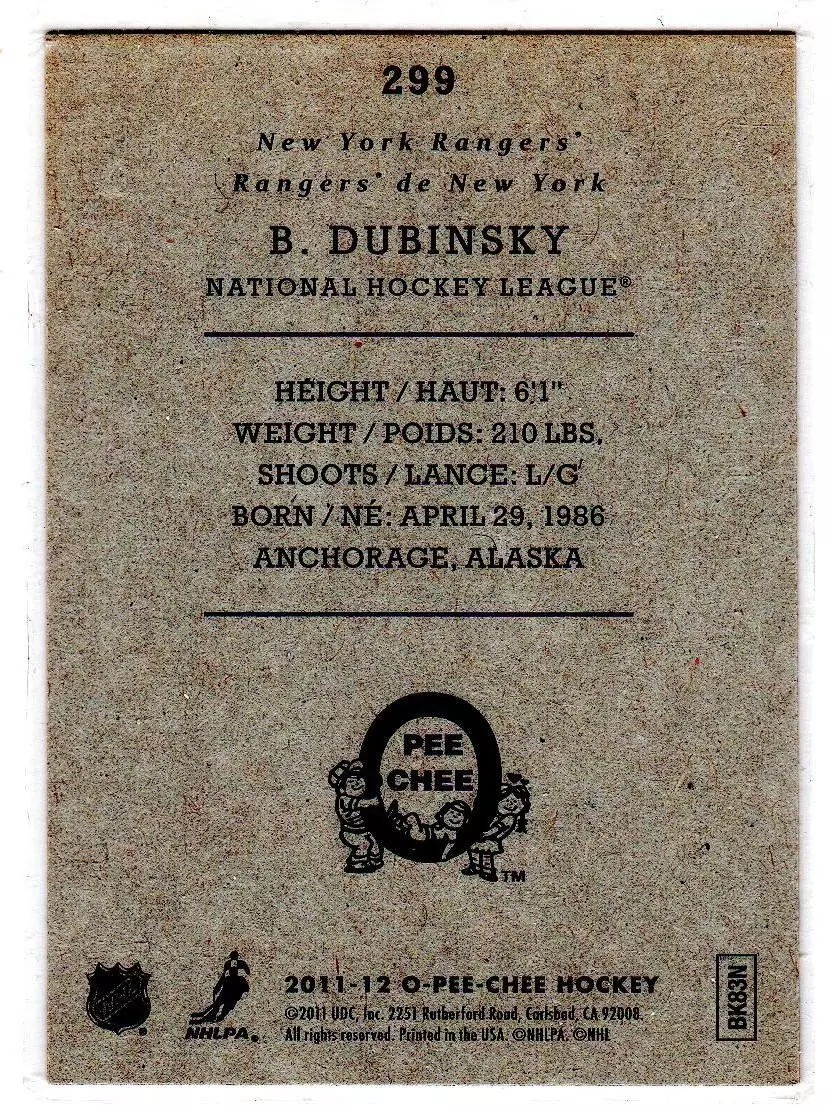 2011-12 O-Pee-Chee Retro #299 Brandon Dubinsky 1