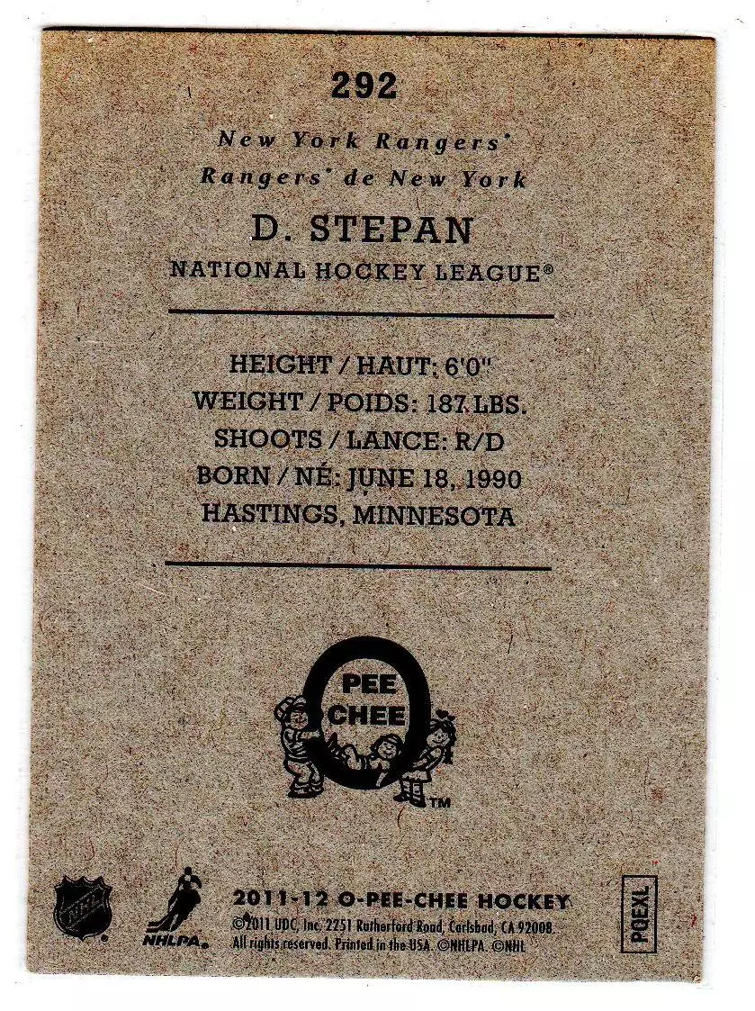 2011-12 O-Pee-Chee Retro #292 Derek Stepan 1