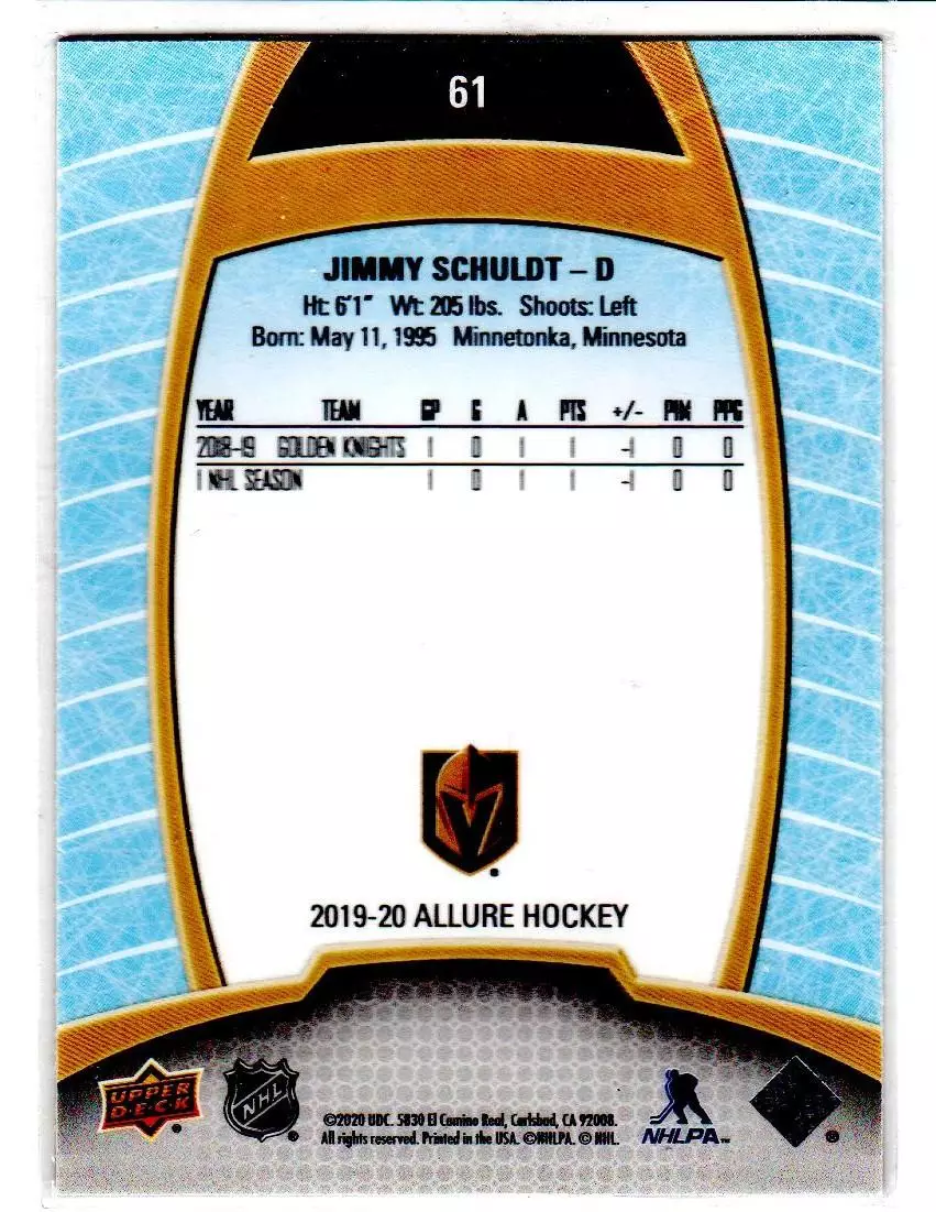 2019-20 Upper Deck Allure #61 Jimmy Schuldt RC 1