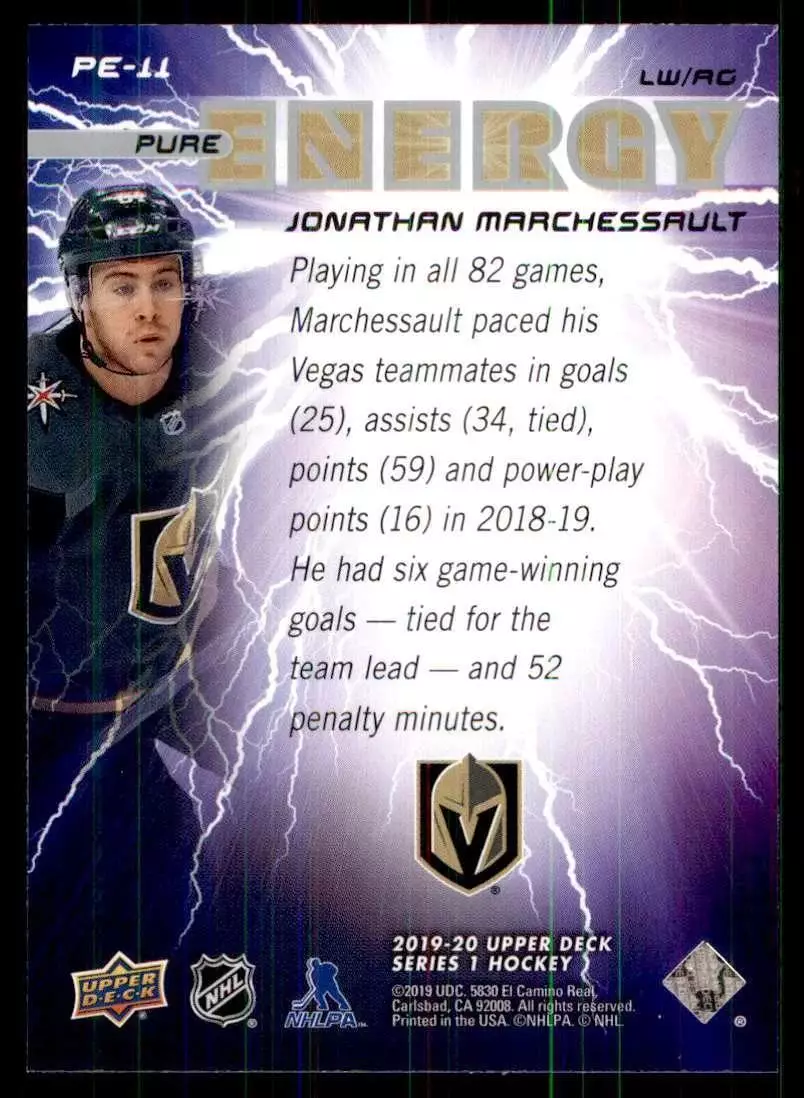 2019-20 Upper Deck Pure Energy #PE11 Jonathan Marchessault 1
