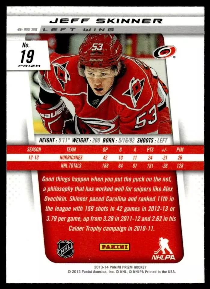2013-14 Panini Prizm #19 Jeff Skinner 1