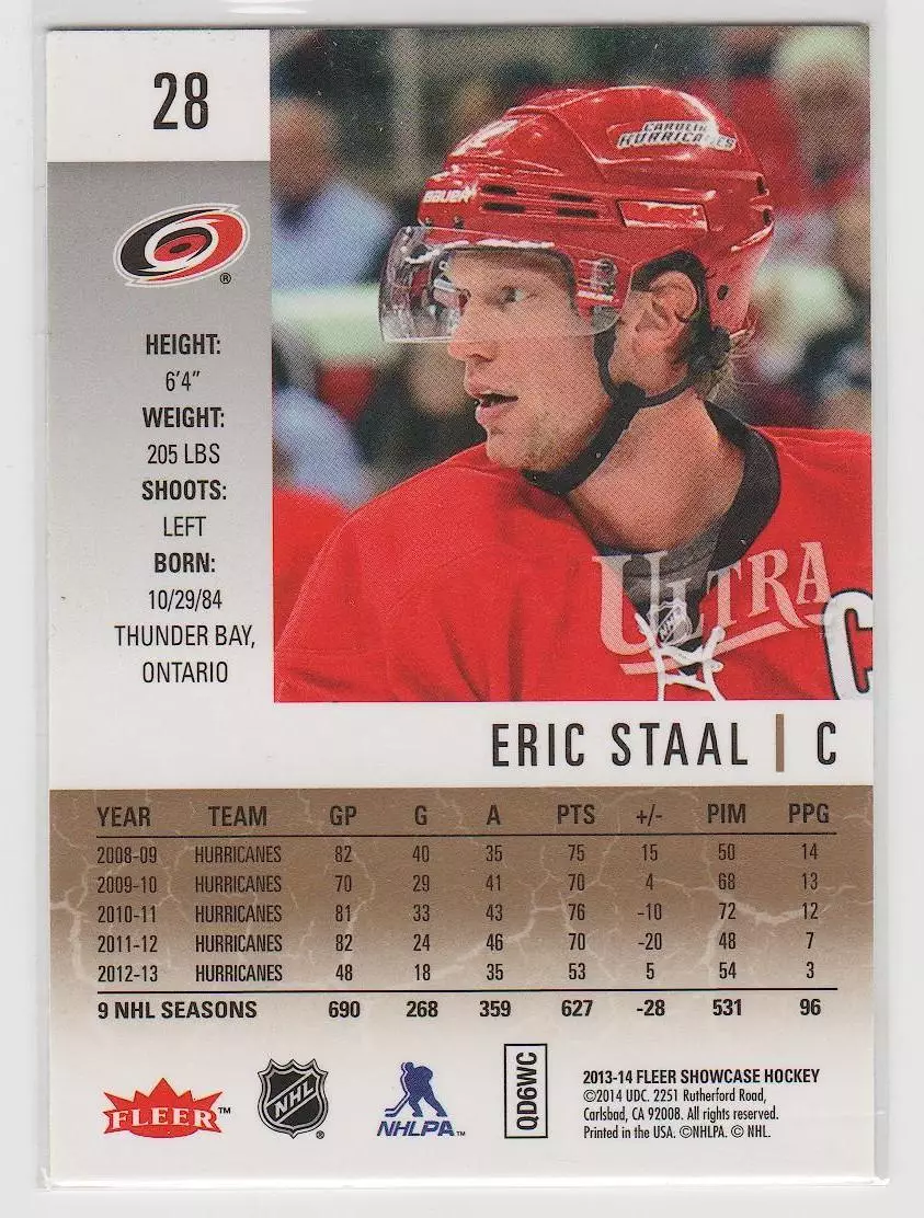 2013-14 Fleer Showcase Ultra #28 Eric Staal SP 1