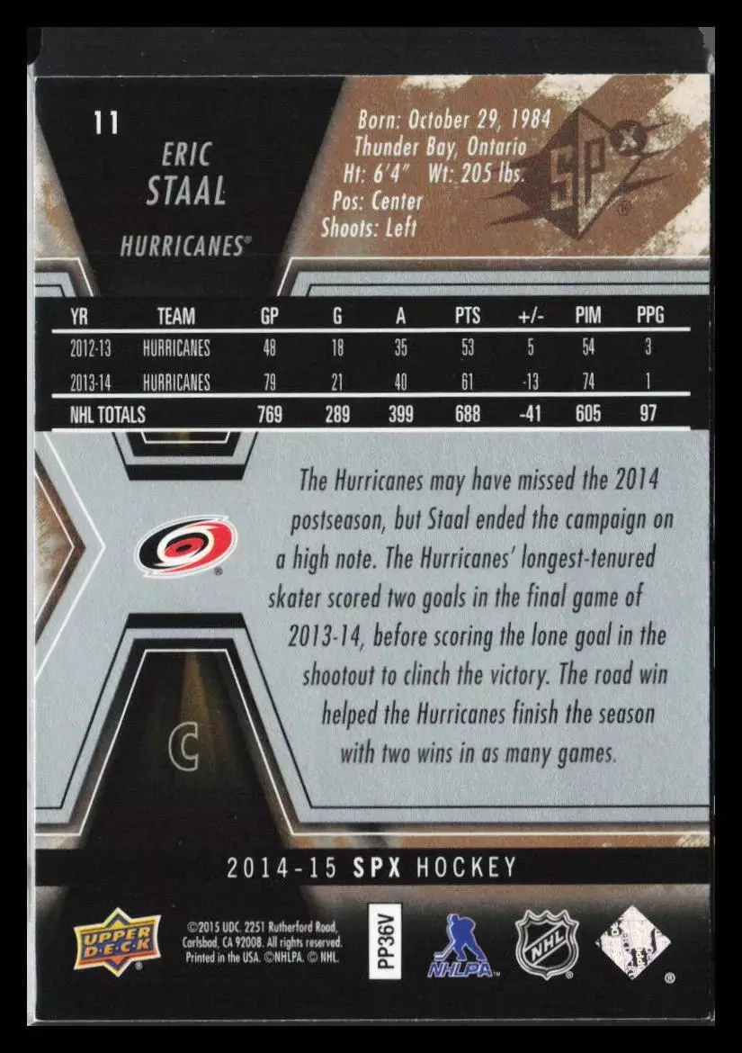 2014-15 SPx #11 Eric Staal 1