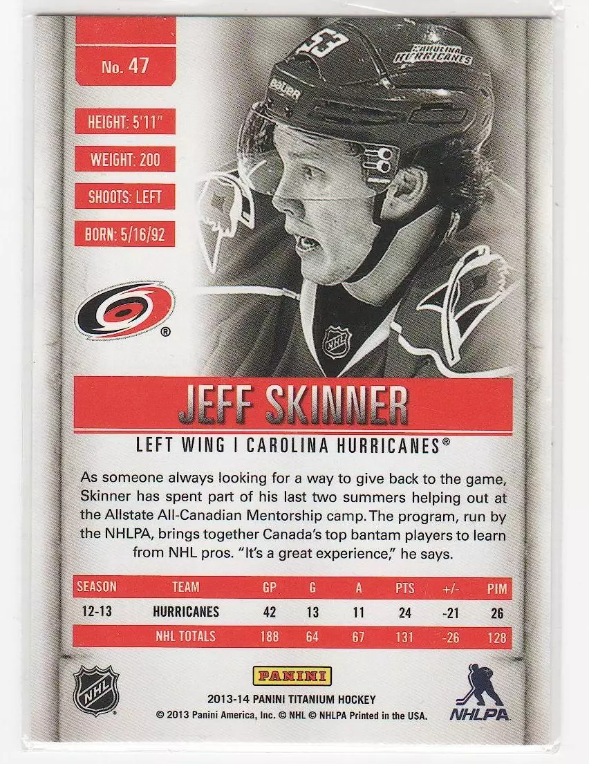 2013-14 Panini Titanium Retail #47 Jeff Skinner 1