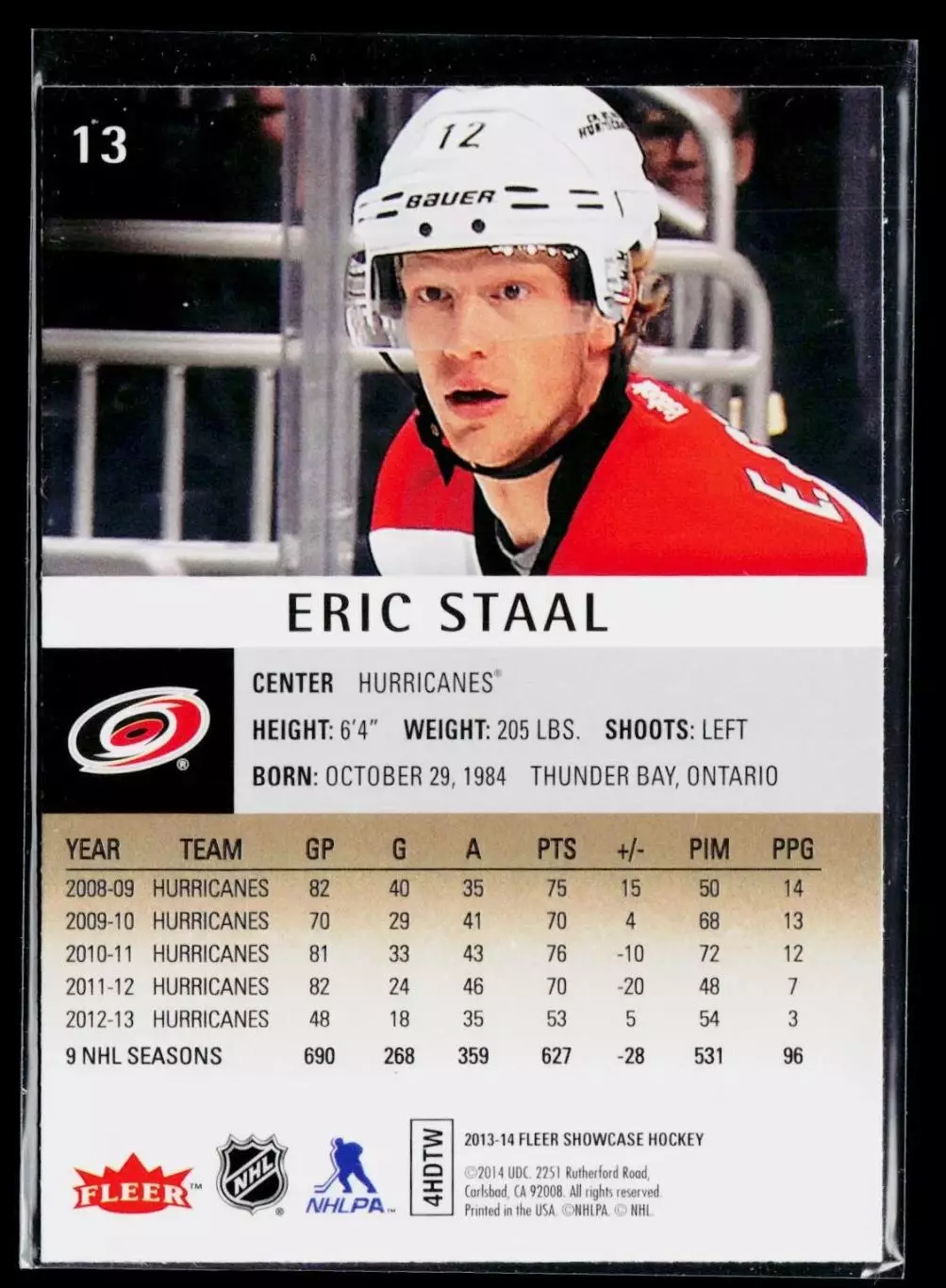 2013-14 Fleer Showcase #13 Eric Staal 1
