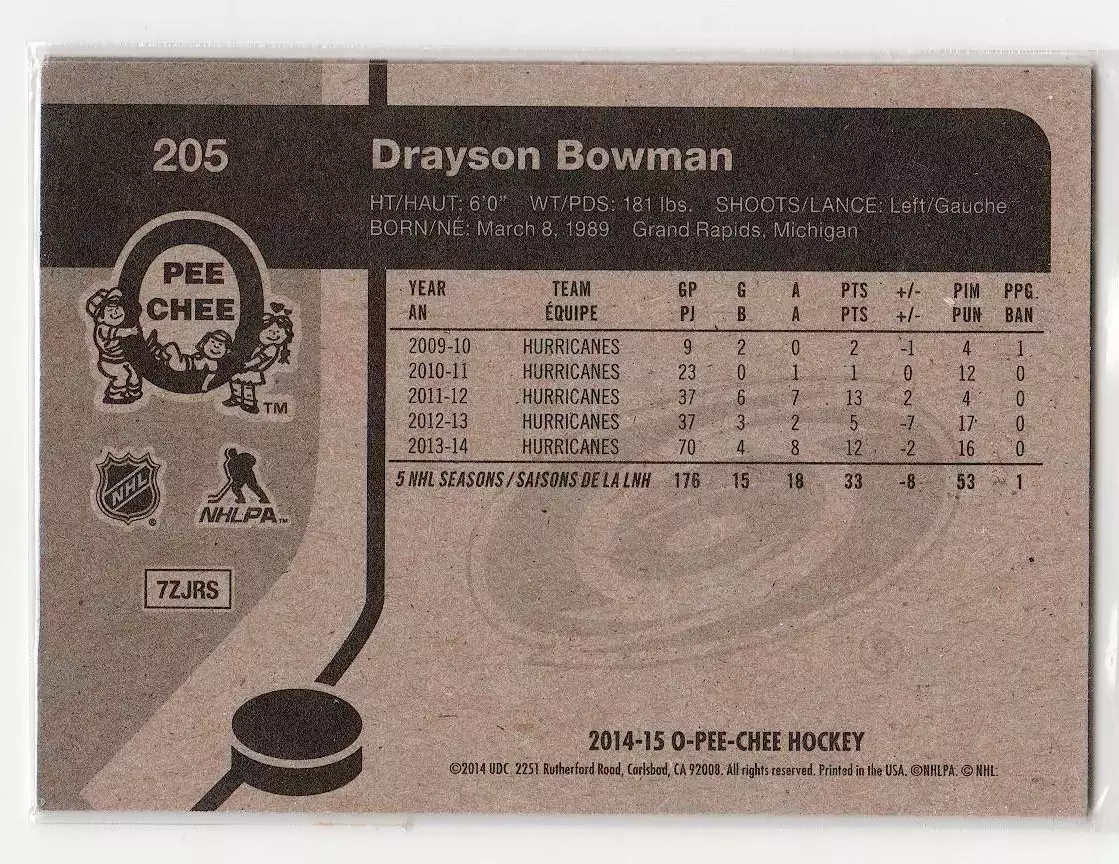 2014-15 O-Pee-Chee Retro #205 Drayson Bowman 1