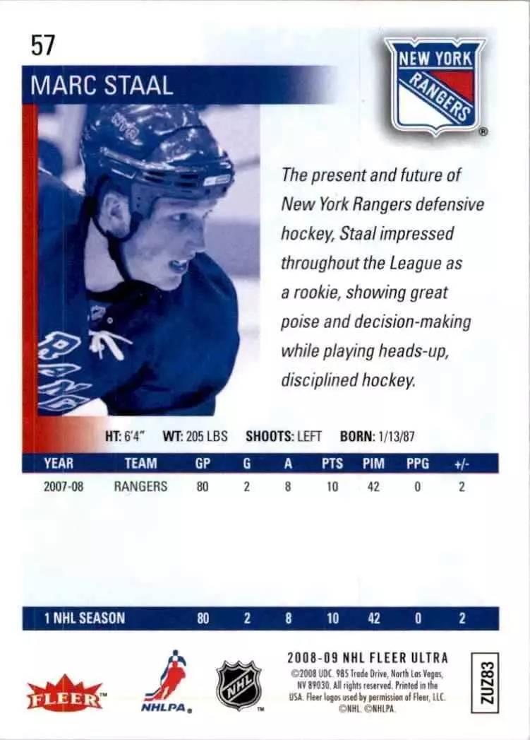 2008-09 Ultra #57 Marc Staal 1