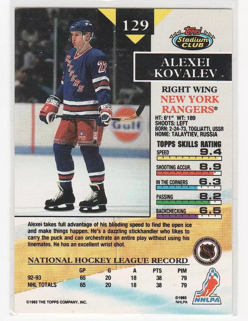 1993-94 Stadium Club #129 Alexei Kovalev 1