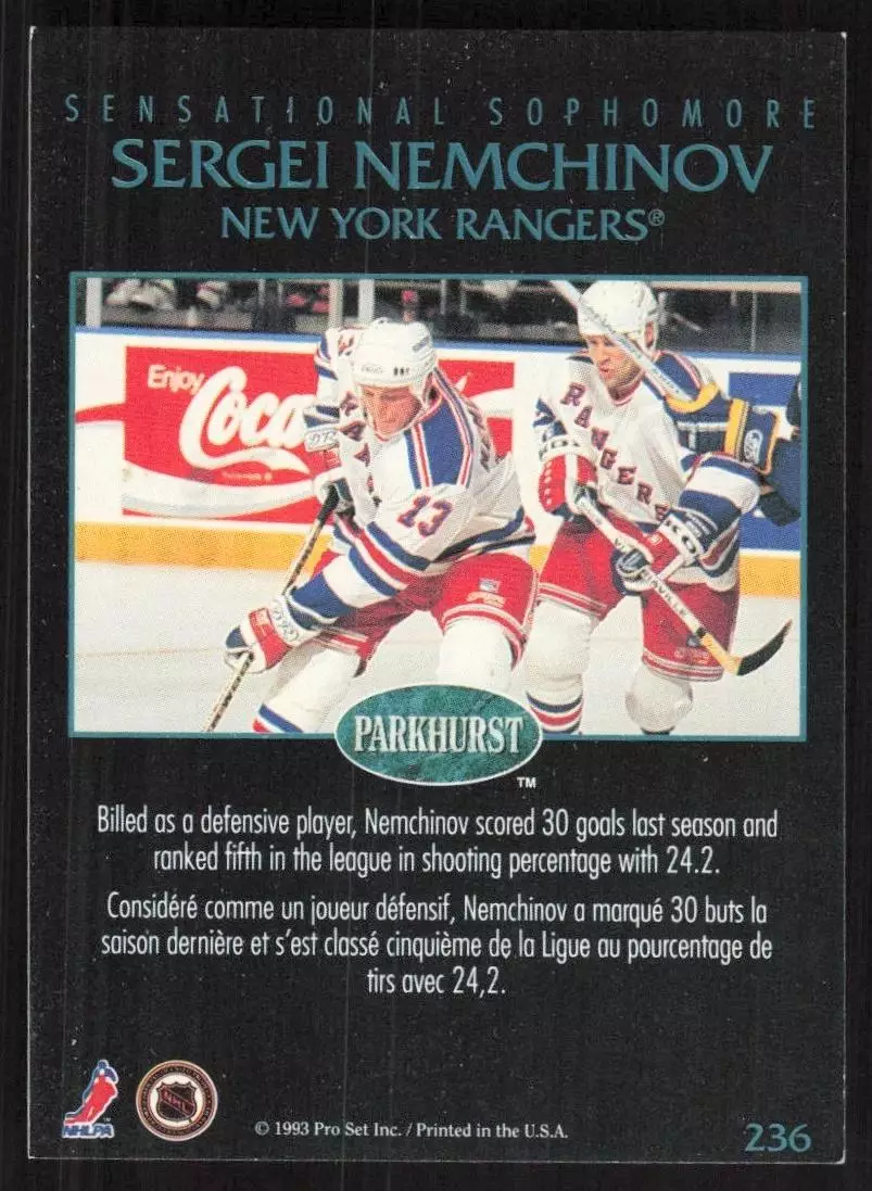 1992-93 Parkhurst #236 Sergei Nemchinov SPH 1
