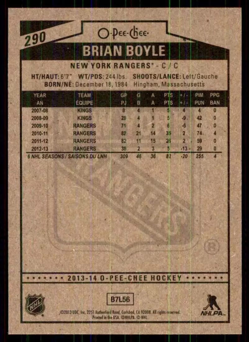 2013-14 O-Pee-Chee #290 Brian Boyle 1