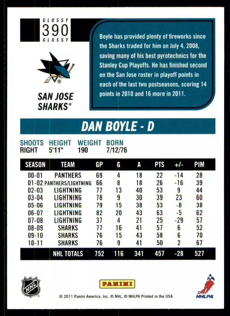 2011-12 Score #390 Dan Boyle 1