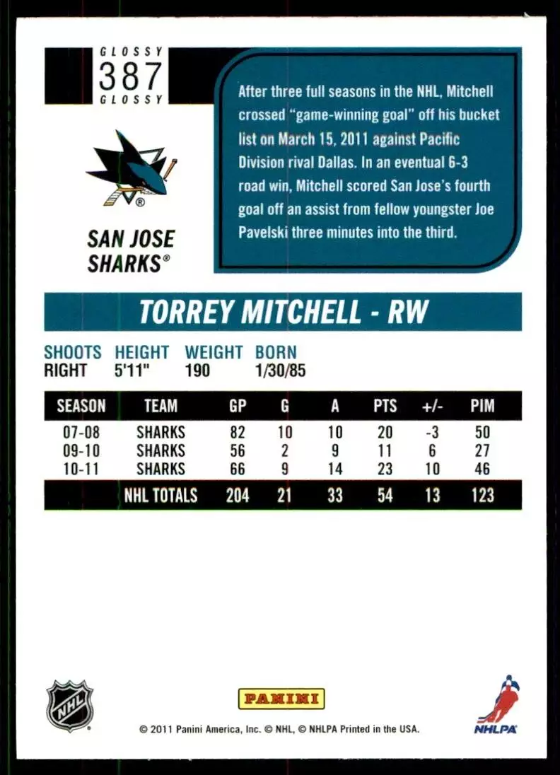 2011-12 Score #387 Torrey Mitchell 1