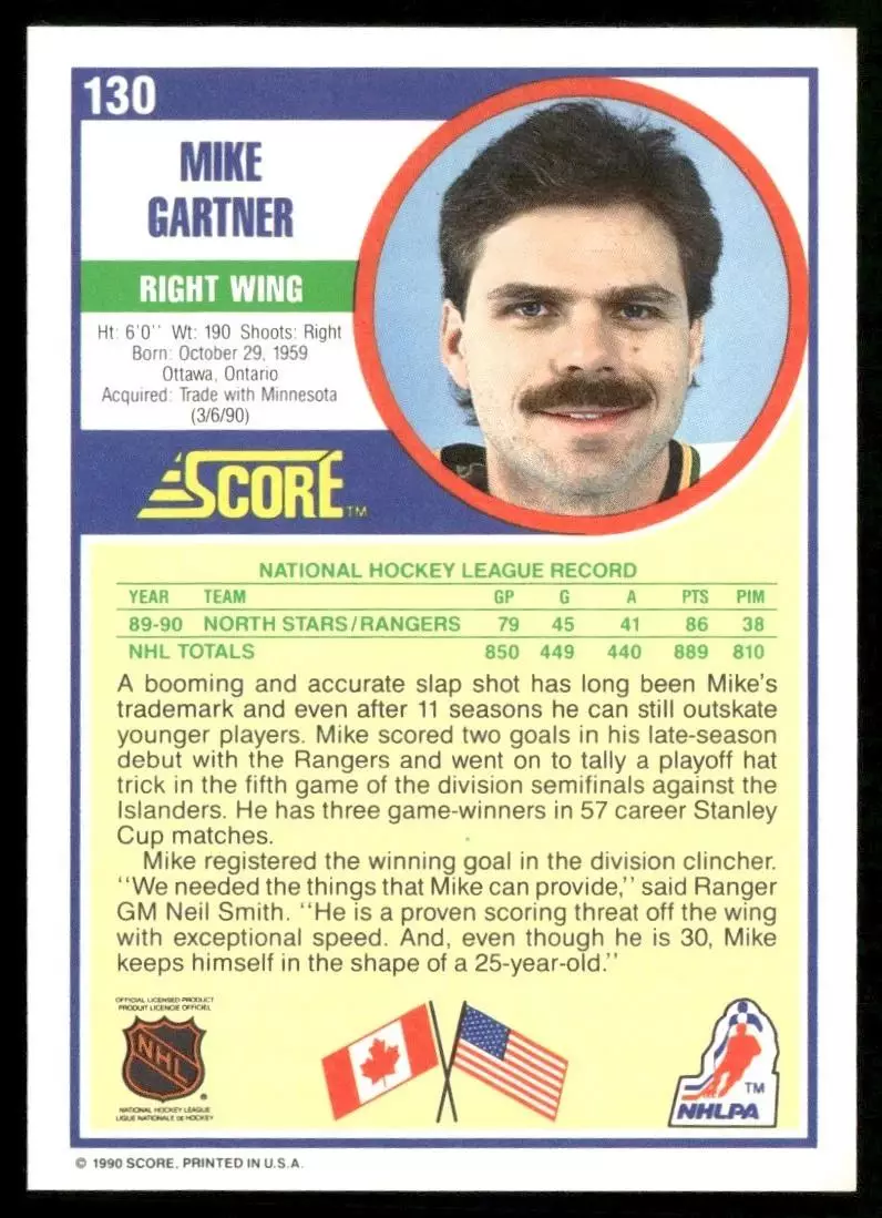 1990-91 Score #130 Mike Gartner 1