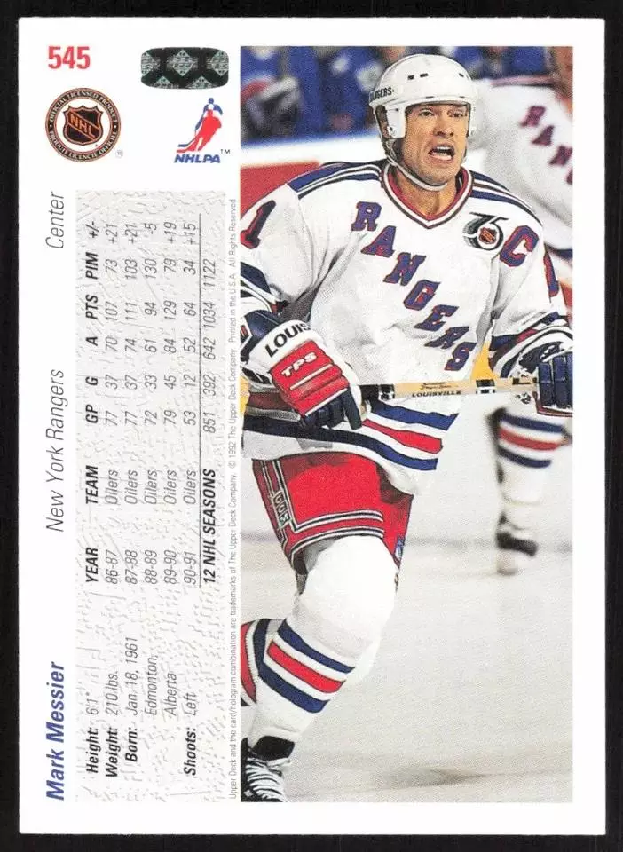 1991-92 Upper Deck #545 Mark Messier 1