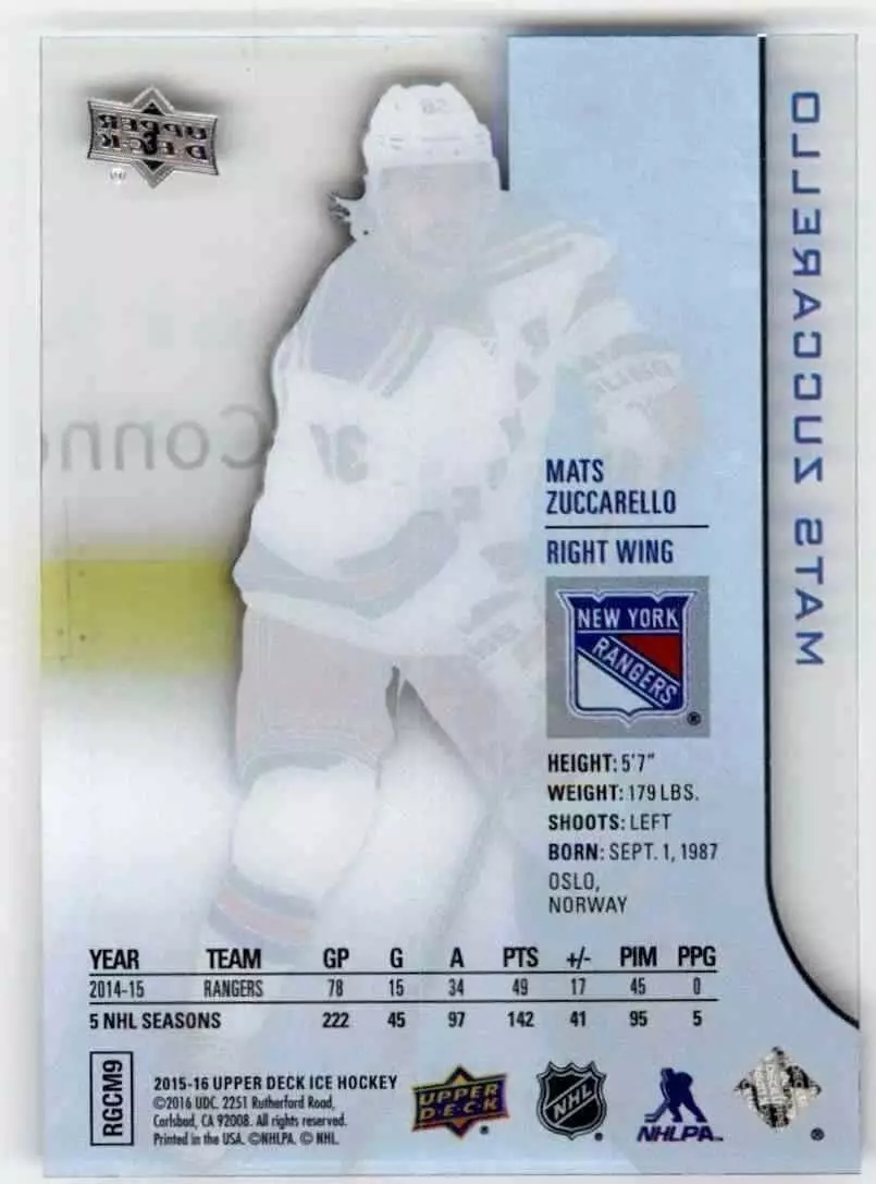 2015-16 Upper Deck Ice #3 Mats Zuccarello 1