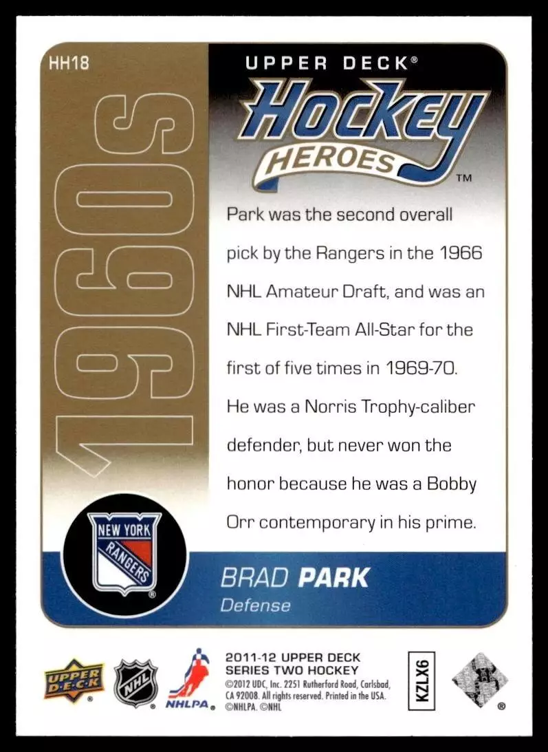2011-12 Upper Deck Hockey Heroes #HH18 Brad Park 1
