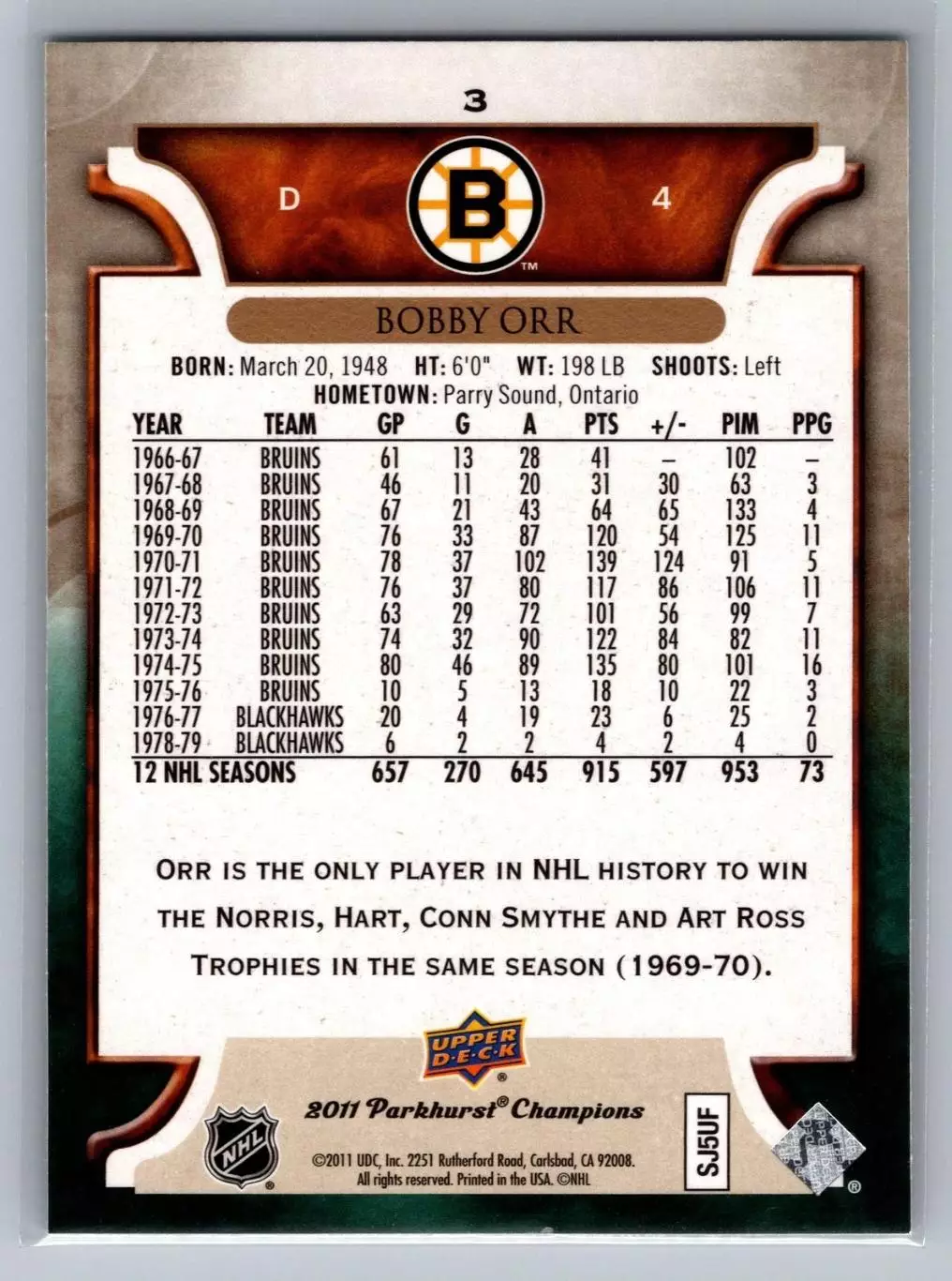 2011-12 Parkhurst Champions #3 Bobby Orr 1