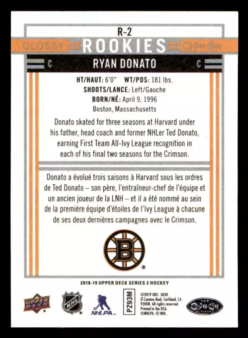 2018-19 O-Pee-Chee Glossy Rookies #R2 Ryan Donato 1