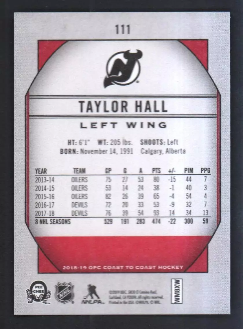 2018-19 O-Pee-Chee Coast to Coast #111 Taylor Hall 1