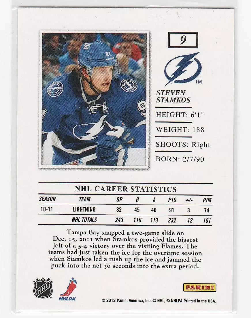 2011-12 Elite #9 Steven Stamkos 1