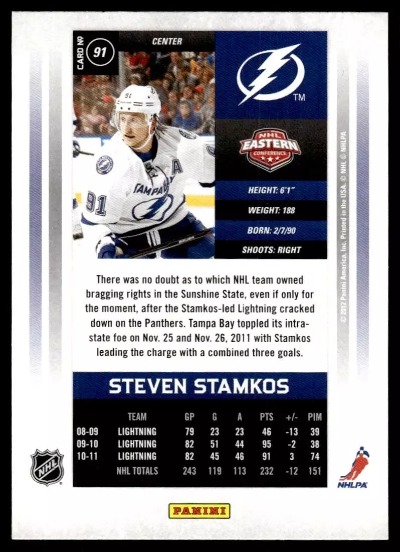 2011-12 Panini Contenders #91 Steven Stamkos 1