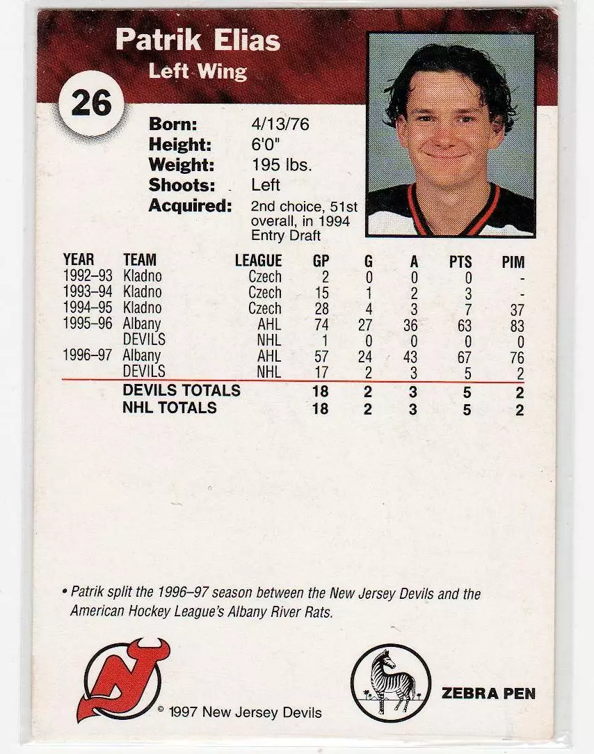1996-97 Devils Team Issue #26 Patrik Elias 1