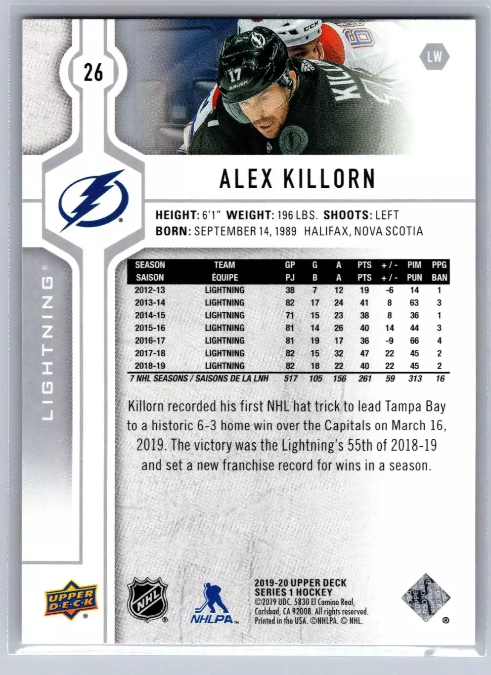 2019-20 Upper Deck #26 Alex Killorn 1