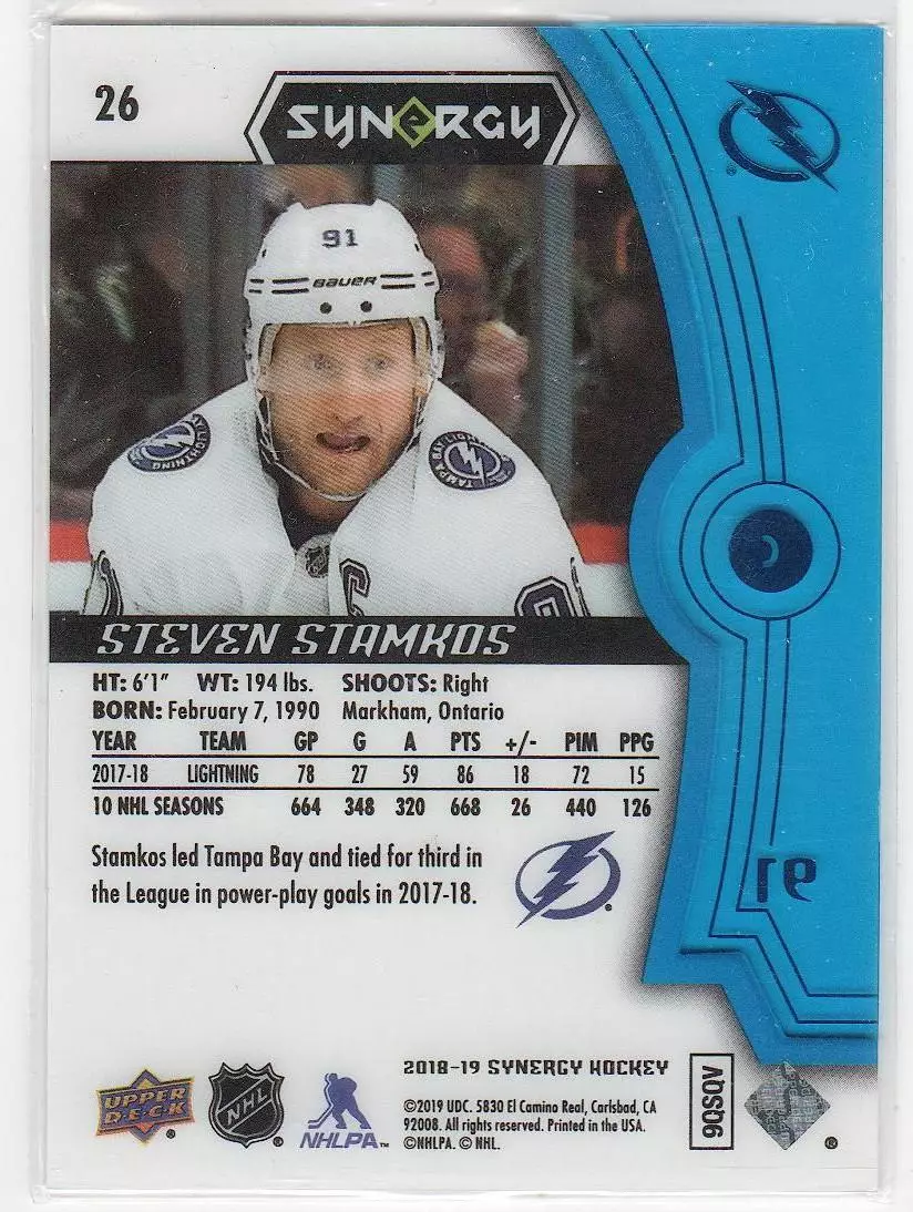2018-19 Synergy Blue #26 Steven Stamkos 1