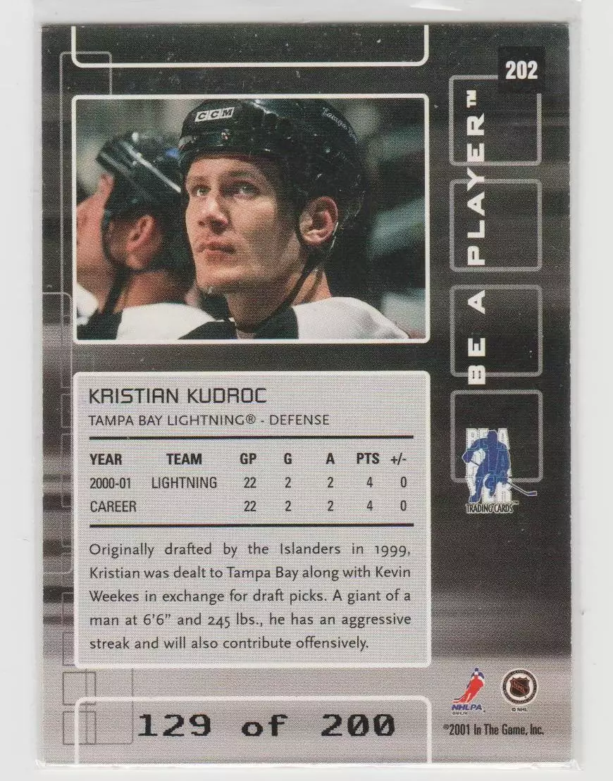 2001-02 BAP Memorabilia Ruby #202 Kristian Kudroc 129\200 Sibir Novosibirsk 1