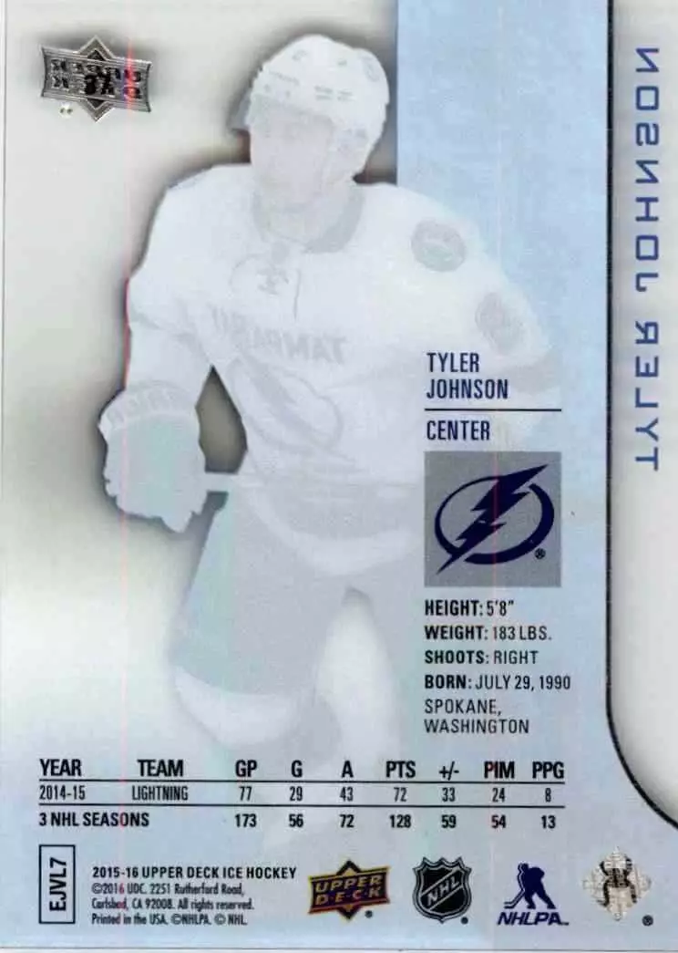 2015-16 Upper Deck Ice #37 Tyler Johnson 1