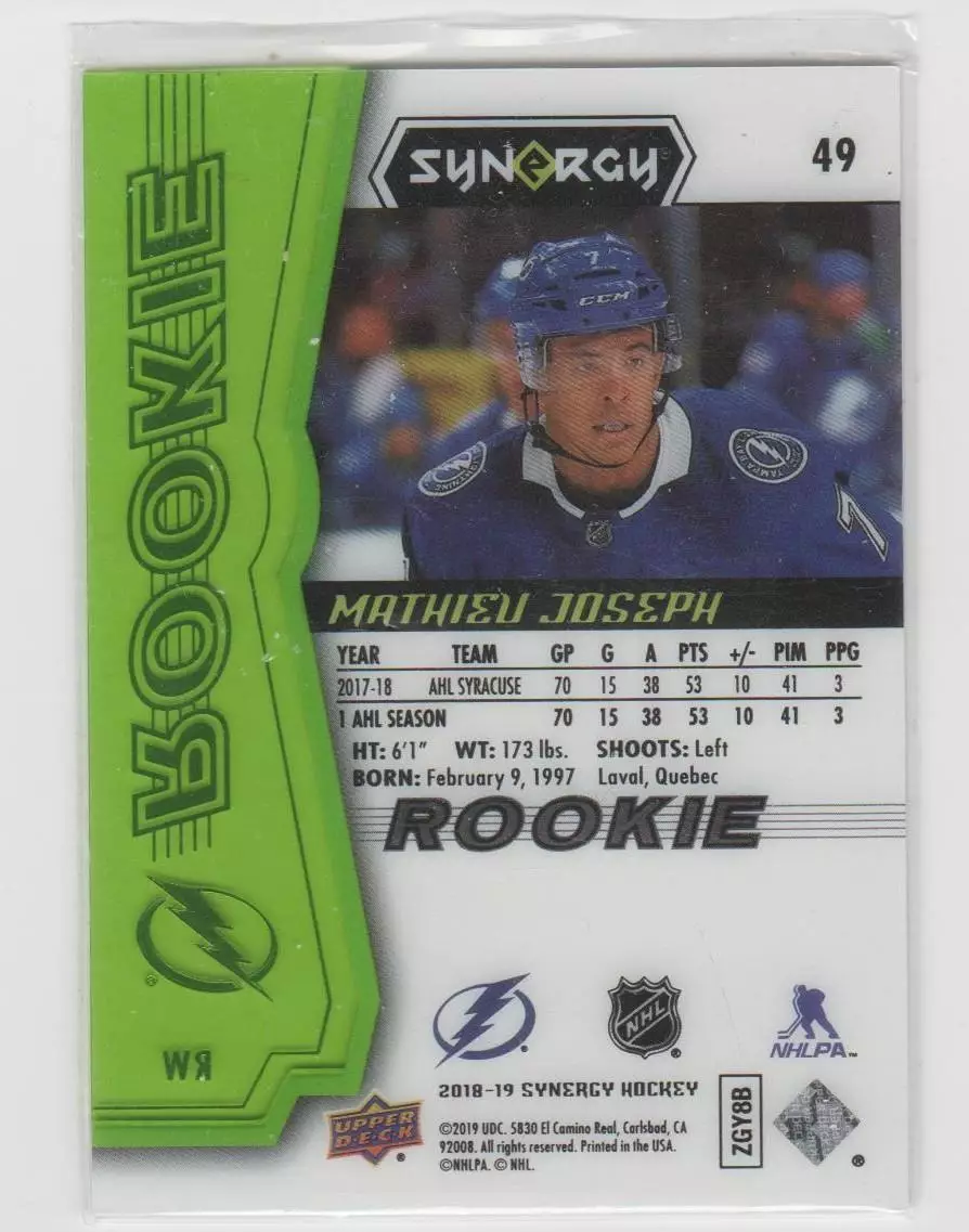 2018-19 Synergy Green #49 Mathieu Joseph 273\299 1